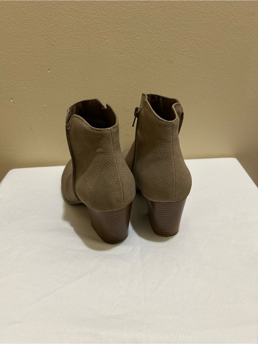 Women’s Taupe Ankle Booties with Block Heel